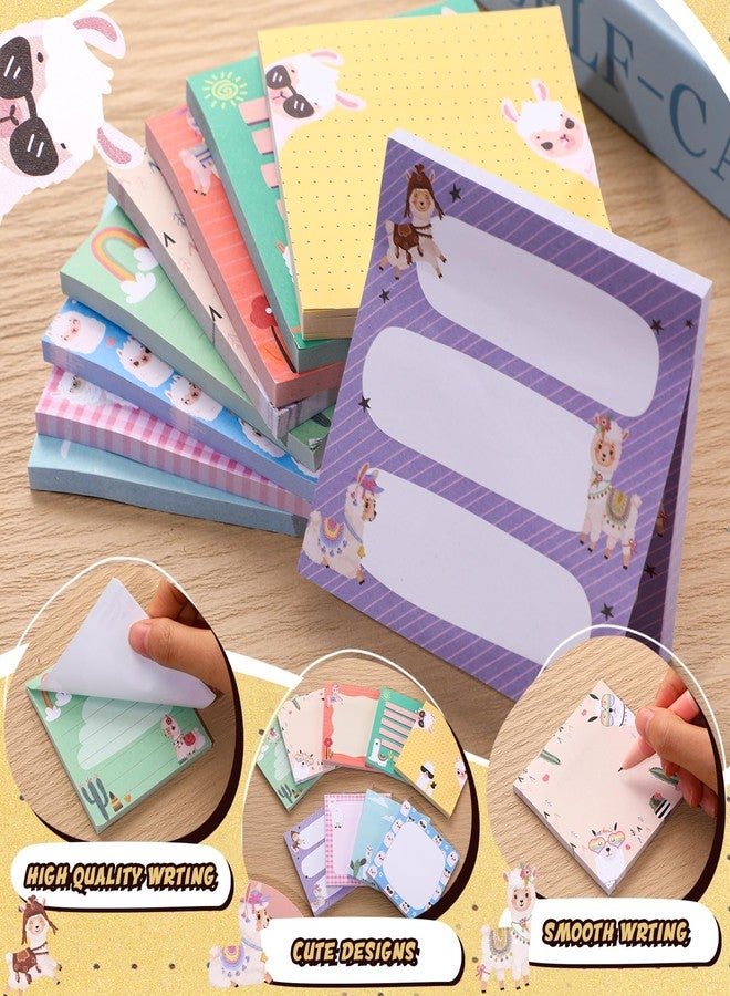 Saypacck 9 Pads Alpaca Sticky Notes Cartoon Self Stick Notepads 3x3 Inches Notes Adhesive Memo Pad Office Decor Gifts for Students School Teacher Office Meeting - Image 3