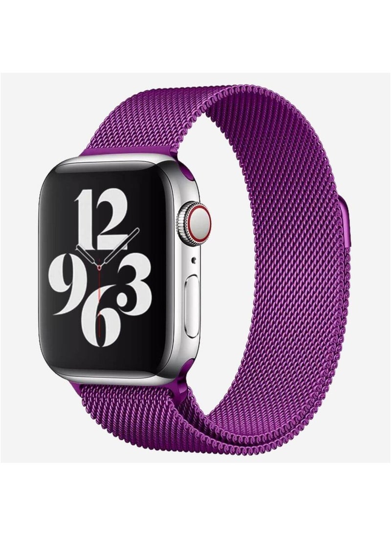 Generic Magnetic strap For iWatch 38mm 40mm 41mm Metal stainless steel wrist band For iWatch Purple  - Image 1
