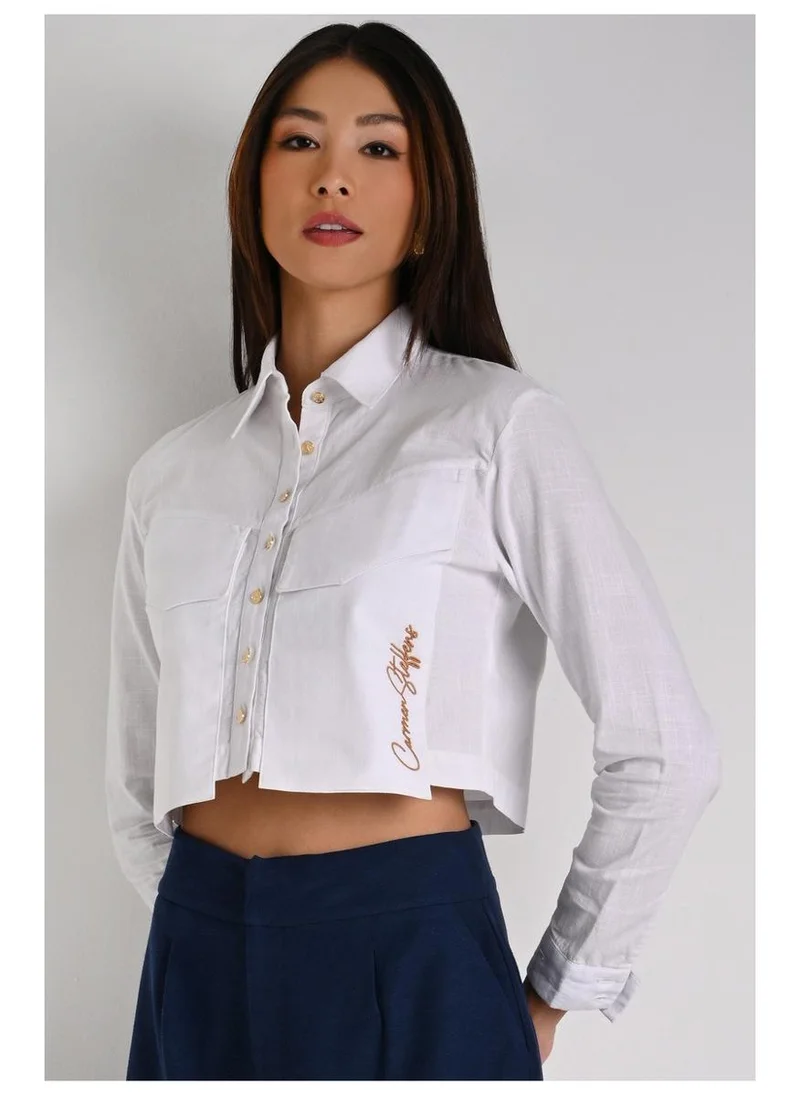 Carmen Steffens  Cropped Shirt with Maxi Pockets Off-White for Women | Best Price UAE