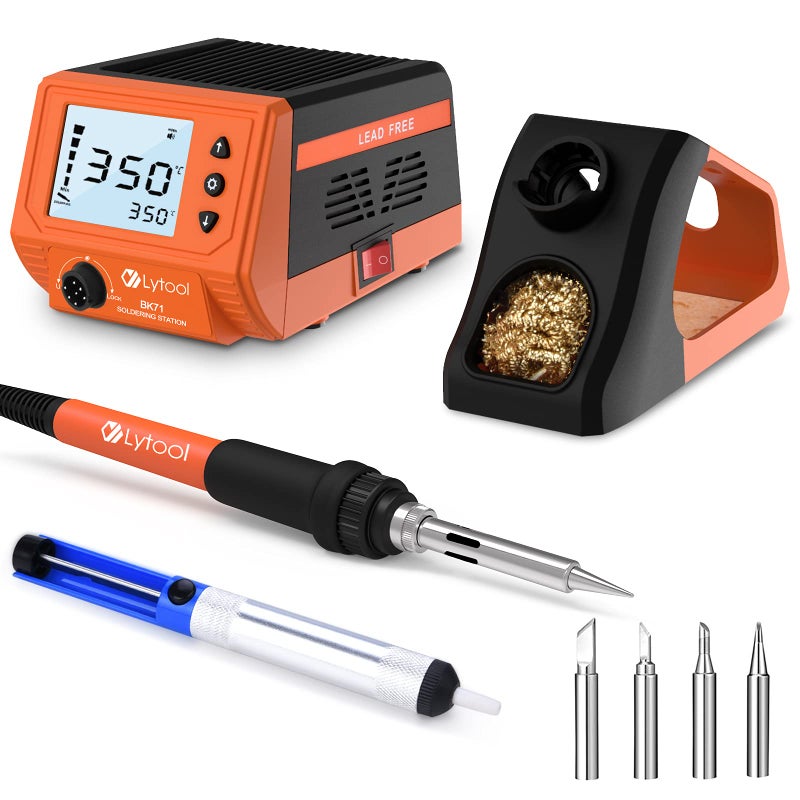 Lytool Soldering Iron Station, Soldering Stations with 3 Inch LCD Display 60W Professional Digital, 180℃～480℃ Temperature Adjustable Repair Tool Kit with Soldering Tips, Intelligent Sleep Mode - Image 1