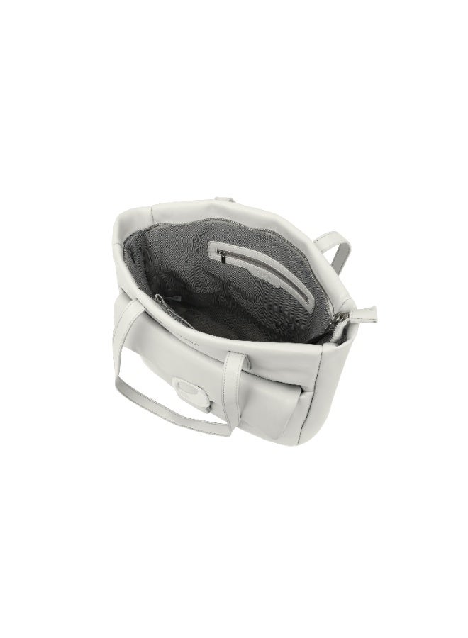 Foska Women's Large Tote & Shoulder Bag - Front Flap Pocket w/ Buckle - White - 36x31 cm - Image 5