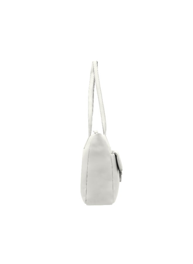 Foska Women's Large Tote & Shoulder Bag - Front Flap Pocket w/ Buckle - White - 36x31 cm - Image 3