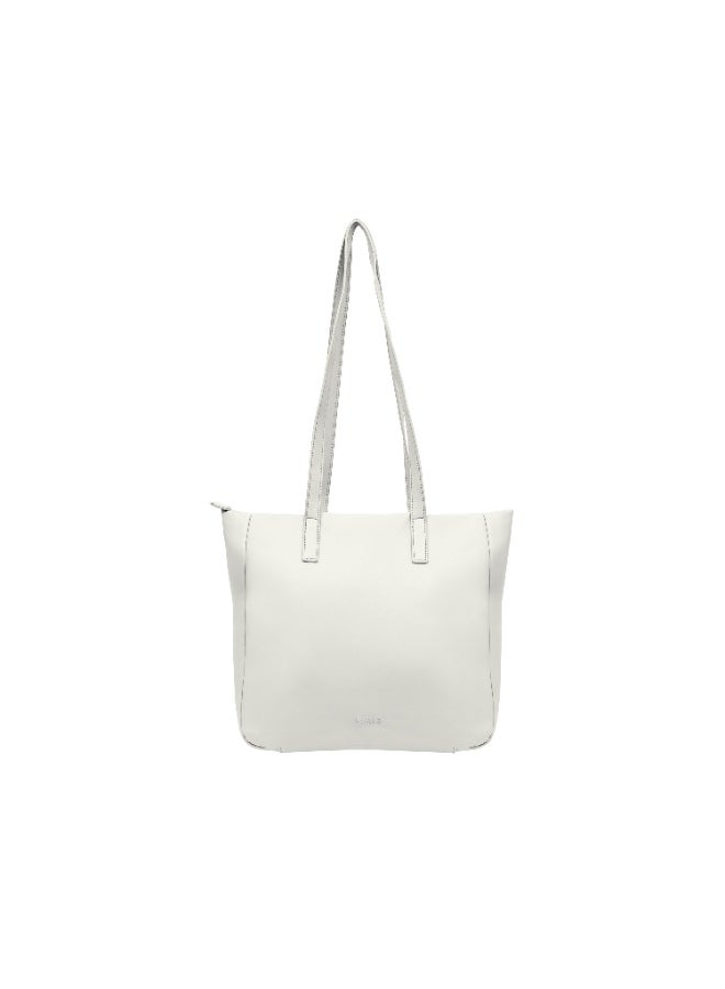 Foska Women's Large Tote & Shoulder Bag - Front Flap Pocket w/ Buckle - White - 36x31 cm - Image 4