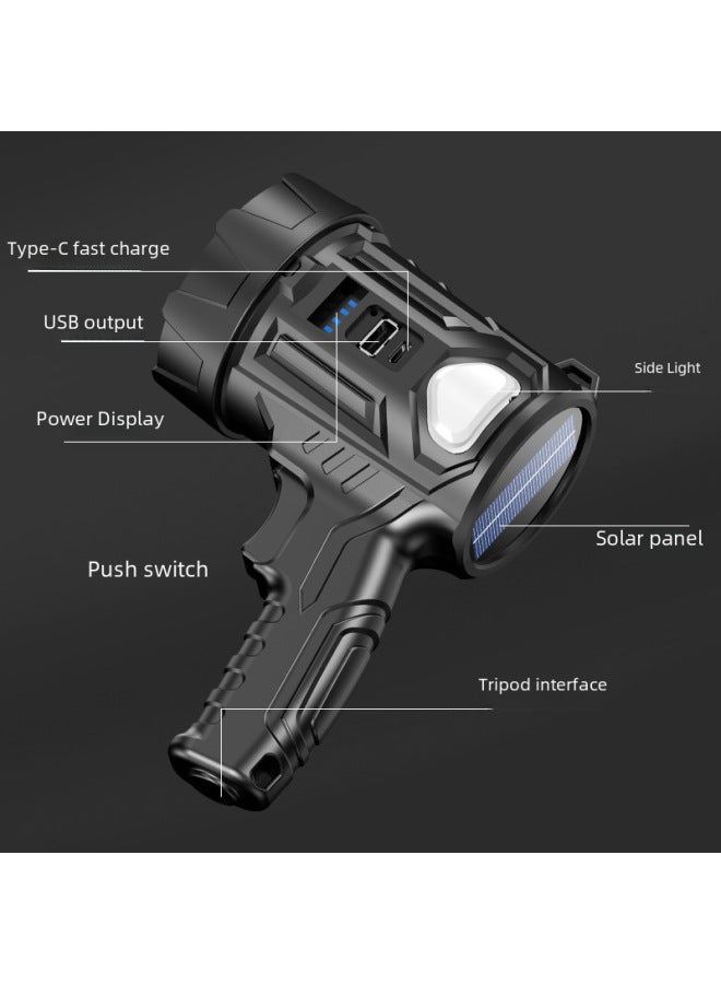 W5114 Handheld Outdoor Led High-brightness Searchlight Solar Charging Treasure Stand Portable Lantern Decorative Lighting-Color:T-78(3 Color Filter) Solar Rechargeable Portable Lamp [without Stand]  - Image 2