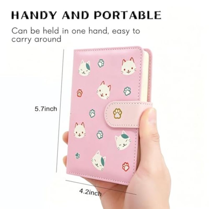 Pocket Notebook Journal, 2 Pack, 2 Subject, A6 Hardcover Small Mini Notebooks with Pens Holderfor Work, 4.2" x 5.7" Notebook College Ruled with 100Gsm Premium Thick Lined Paper Cartoon Cat - Image 2