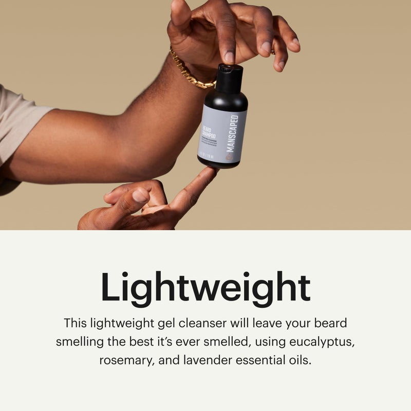 MANSCAPEDÂ® UltraPremium Beard Shampoo, Hydrating Cleanser with Eucalyptus, Rosemary, Lavender Essential Oils, Moisturizing Beard Wash for Hair and Skin (4 oz) - Image 3