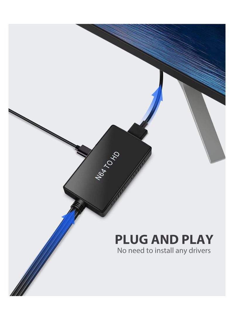 SYOSI N64 to HDMI Converter Converts, for N64, SNES, SFC, NGC Retro Game Console.Convert Nintendo64, Gamecube, SNES, SFC Signal to All HDMI Smart TV. Support 4:3 or 16:9 Switching - Image 4