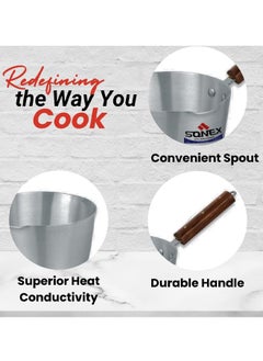 SONEX Sonex Classic Milk Pan No.9 – 22 cm Diameter, 3.5 Liter Capacity, Aluminum Construction, Wooden Handle, Spout Design  - Image 5