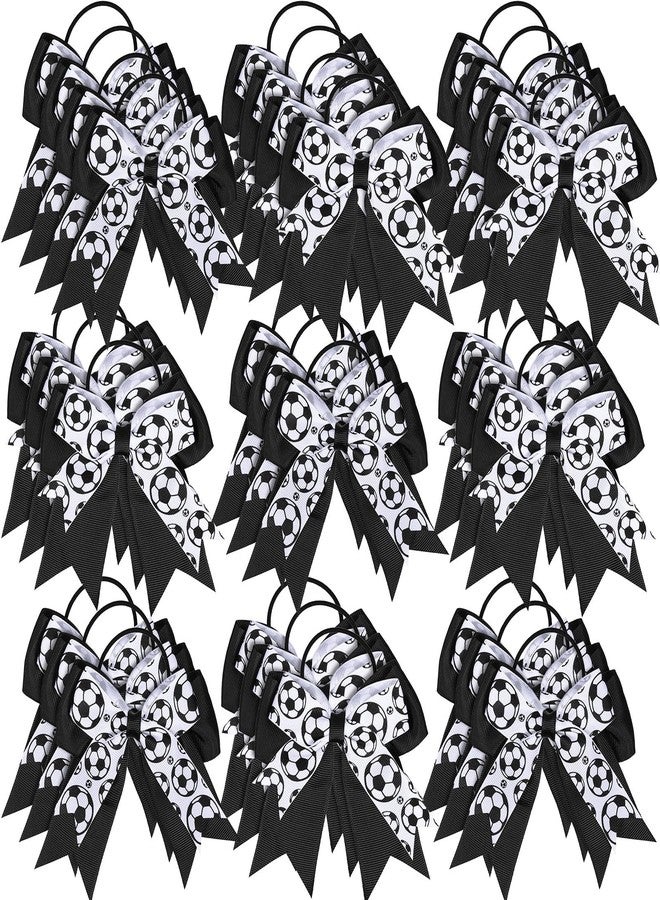 WILLBOND 20 Pieces Soccer Hair Ties Elastic Soccer Ball Hair Accessories for Girl Women Player School Team Football Birthday Party (Black, White) - Image 1