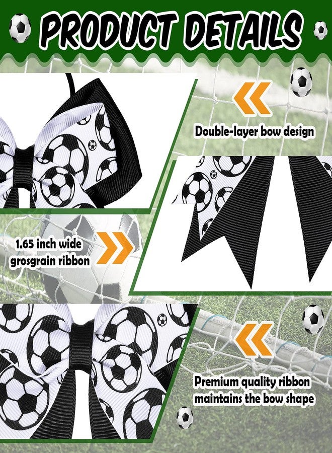 WILLBOND 20 Pieces Soccer Hair Ties Elastic Soccer Ball Hair Accessories for Girl Women Player School Team Football Birthday Party (Black, White) - Image 3