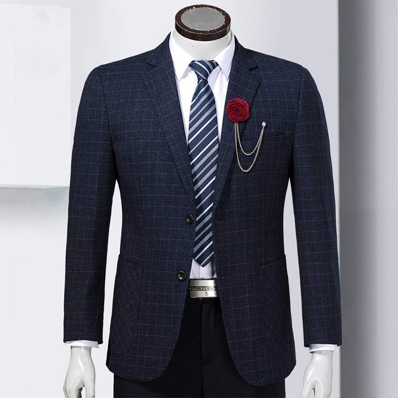 MXUHUI Fashion Bridegroom Wedding Brooches Cloth Art Hand-Made Rose Flower Brooch Lapel Pin Badge Tassel Chain Men's Suit Accessories - Image 2