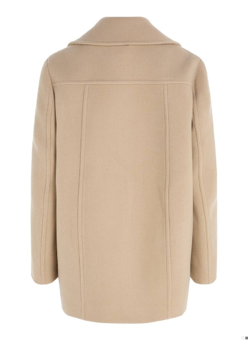 TOMMY HILFIGER Women's Double-Breasted Coat - Wool Blend, Beige  - Image 4
