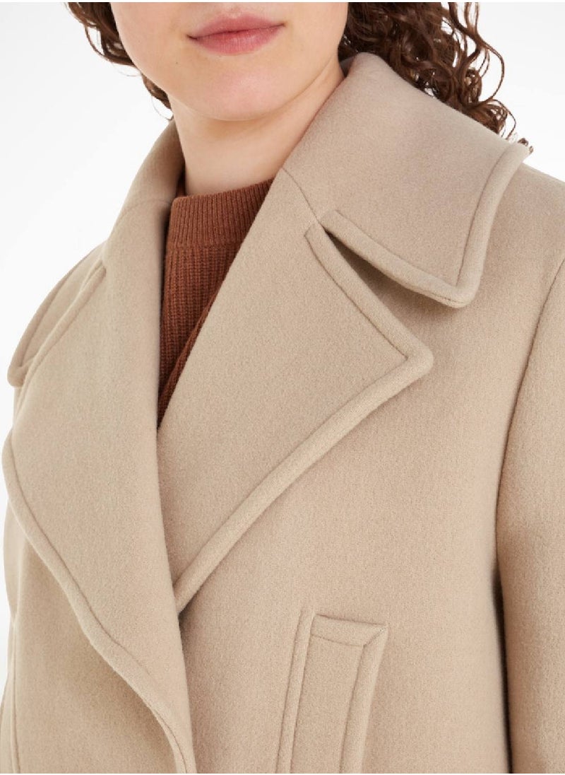 TOMMY HILFIGER Women's Double-Breasted Coat - Wool Blend, Beige  - Image 5