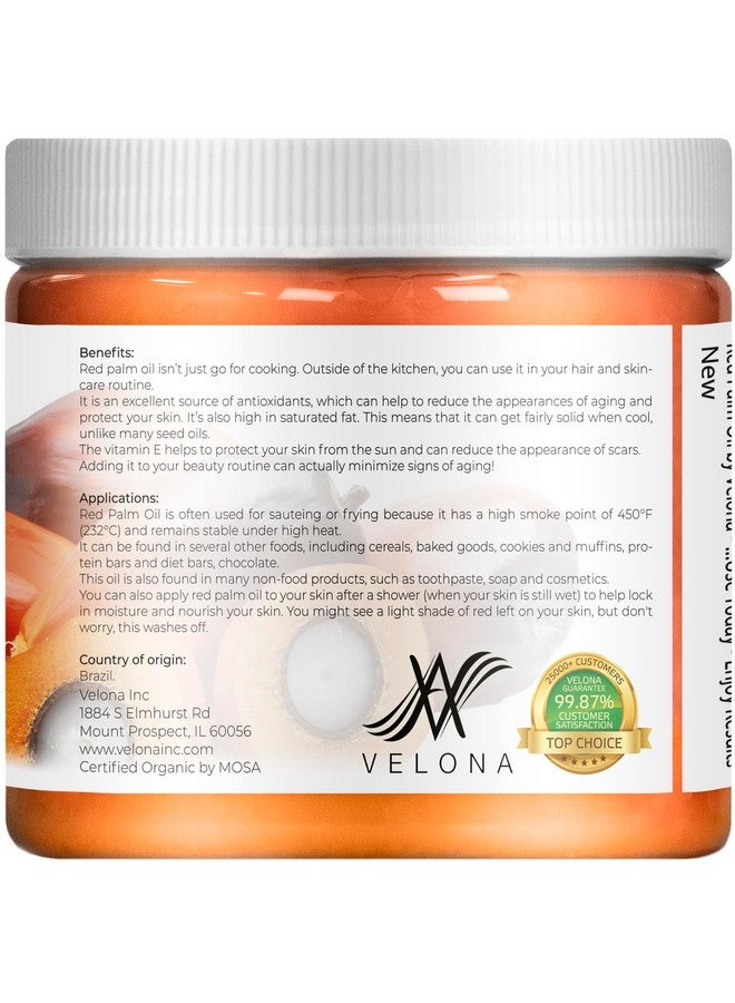 velona USDA Certified Organic Red Palm Oil 16 Fl Oz | Food and Cosmetic Grade | in jar | Extra Virgin, Cold Pressed | Skin, Face, Body, Hair Care | Use Today - Enjoy Results - Image 4