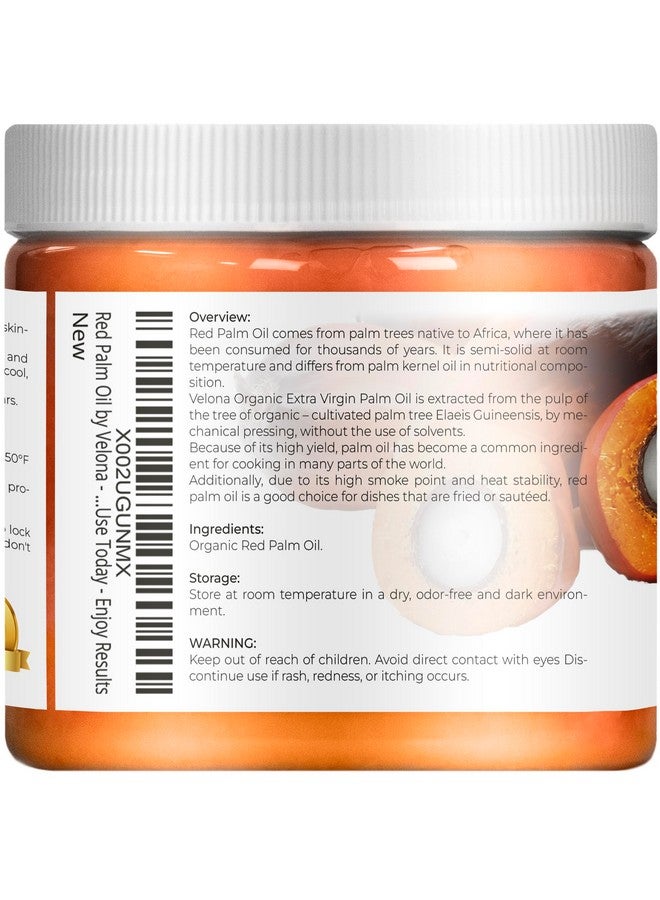 velona USDA Certified Organic Red Palm Oil 16 Fl Oz | Food and Cosmetic Grade | in jar | Extra Virgin, Cold Pressed | Skin, Face, Body, Hair Care | Use Today - Enjoy Results - Image 3