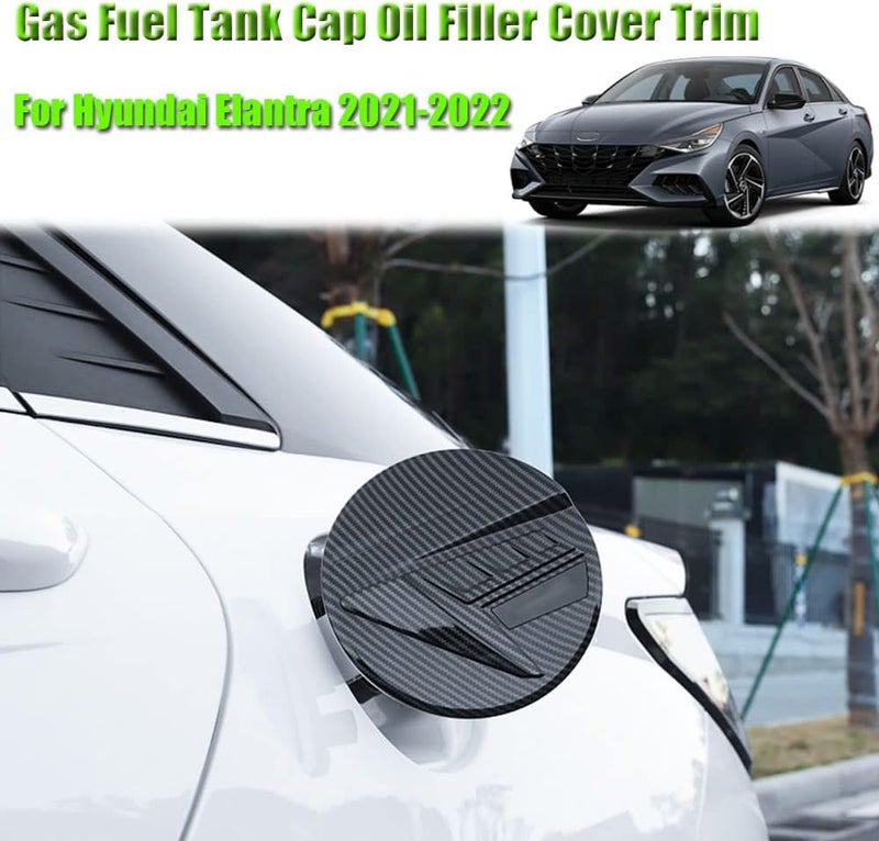 BOYOUS ABS Carbon Fiber Grain Car Gas Fuel Tank Cap Cover for Hyundai Elantra 2021-2023 - Image 2