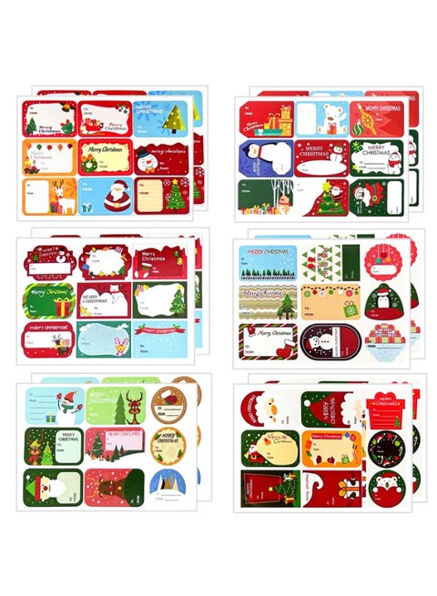 Chielor Christmas Stickers and Gift Labels - 108 Pcs Self-Adhesive Name Tags for Xmas Wrapping, Present Party Bags, Cards, Envelopes
