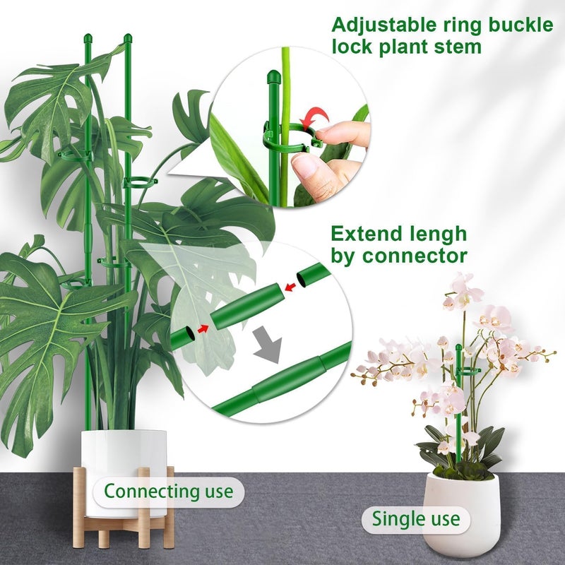 SupKing Plant Stakes 17 inch SupKing Support Stick Orchid Stakes with Clips 10Pcs Garden Plant Poles Extended to 3/4/5ft for Indoor Outdoor Potted Tomato Rose Amaryllis Vegetables Monstera Comes with 20 Ties - Image 4