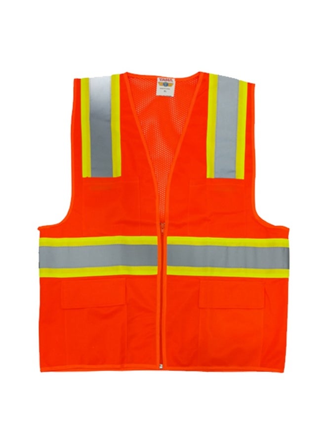 TAHA WTB015 | High-Visibility Safety Jacket for Industrial Workwear & Reflective Gear for Cycling and Biking | Orange Grey Reflective Tape  | Orange | Size-M  - Image 2
