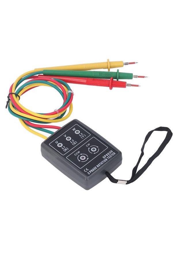 Thoraya Phase Rotation Meter 5 LED Indicator No Battery Design 3 Test Leads 3 Phase Sequence Rotation Tester 60V to 600V AC  - Image 5