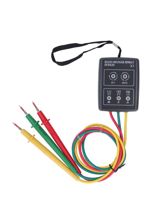 Thoraya Phase Rotation Meter 5 LED Indicator No Battery Design 3 Test Leads 3 Phase Sequence Rotation Tester 60V to 600V AC  - Image 3