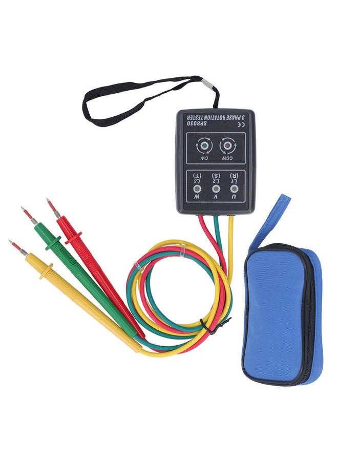 Thoraya Phase Rotation Meter 5 LED Indicator No Battery Design 3 Test Leads 3 Phase Sequence Rotation Tester 60V to 600V AC  - Image 1