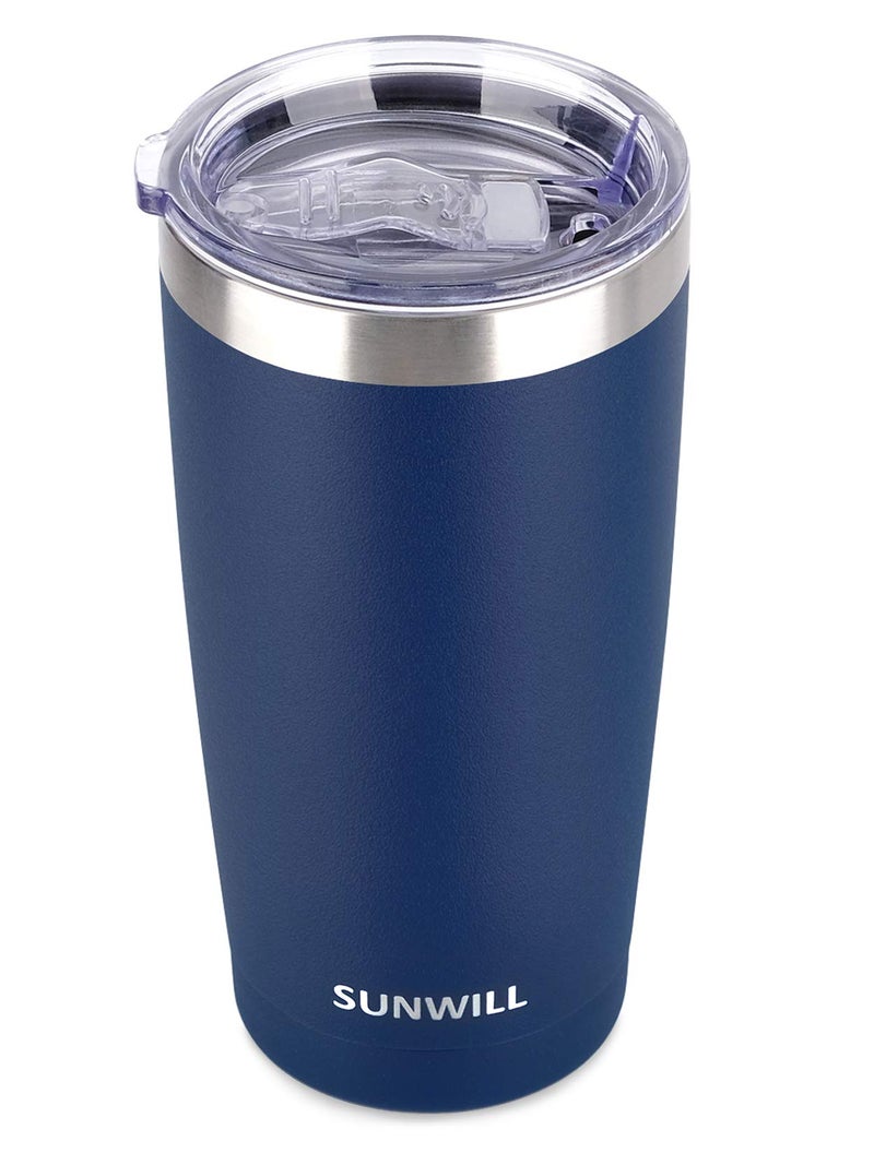 SUNWILL Travel Coffee Tumbler 20 oz Insulated Mug with Lid Stainless Steel Cup for Outdoor Powder Coated Navy
