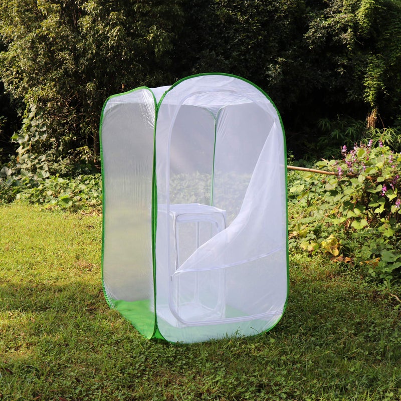 RESTCLOUD 5 Feet Extra Large Monarch Butterfly Habitat, Giant Collapsible Insect Mesh Cage Terrarium Pop-up (White + Green, 35 x 35 x 59 Inches) - Image 5