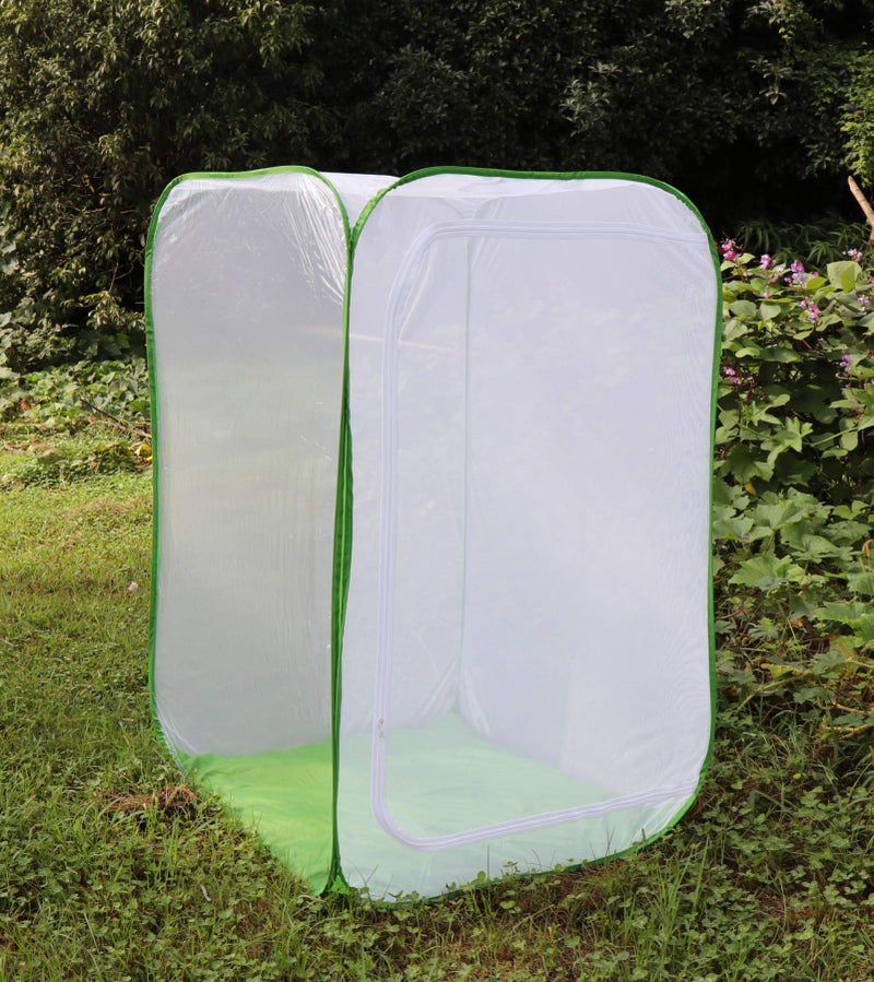 RESTCLOUD 5 Feet Extra Large Monarch Butterfly Habitat, Giant Collapsible Insect Mesh Cage Terrarium Pop-up (White + Green, 35 x 35 x 59 Inches) - Image 2