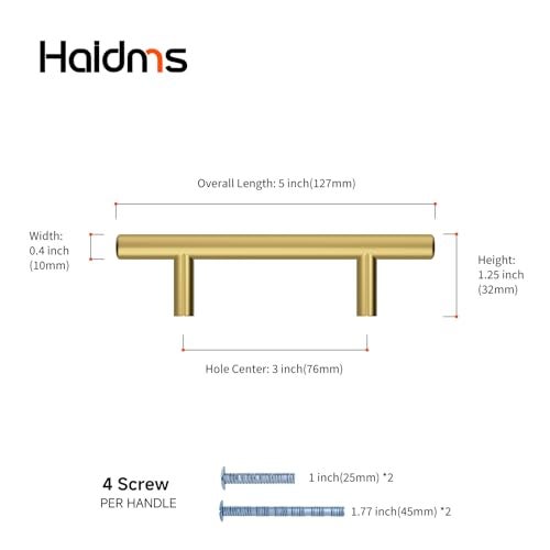 Haidms 20 Pack | 3 Inch Cabinet Handles Gold Stainless Steel Kitchen Drawer Pulls Cabinet Pulls 5 Inch Length, 3 Inch Hole Center - Image 2
