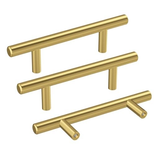 Haidms 20 Pack | 3 Inch Cabinet Handles Gold Stainless Steel Kitchen Drawer Pulls Cabinet Pulls 5 Inch Length, 3 Inch Hole Center - Image 1