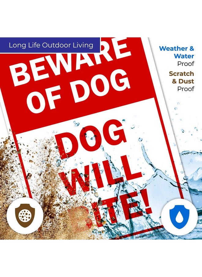 Sigo Signs - Sigo Signs Beware of Dog Sign, Dog Will Bite, 10x14 Inches, Rust Free .040 Aluminum, Fade Resistant, Made in USA - Image 1
