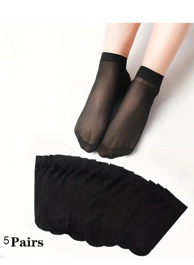 Pack of 5 Women's Girls Ultra Soft Thin Sheer Ankle Length Socks, Absolutely Comfortable - Image 5