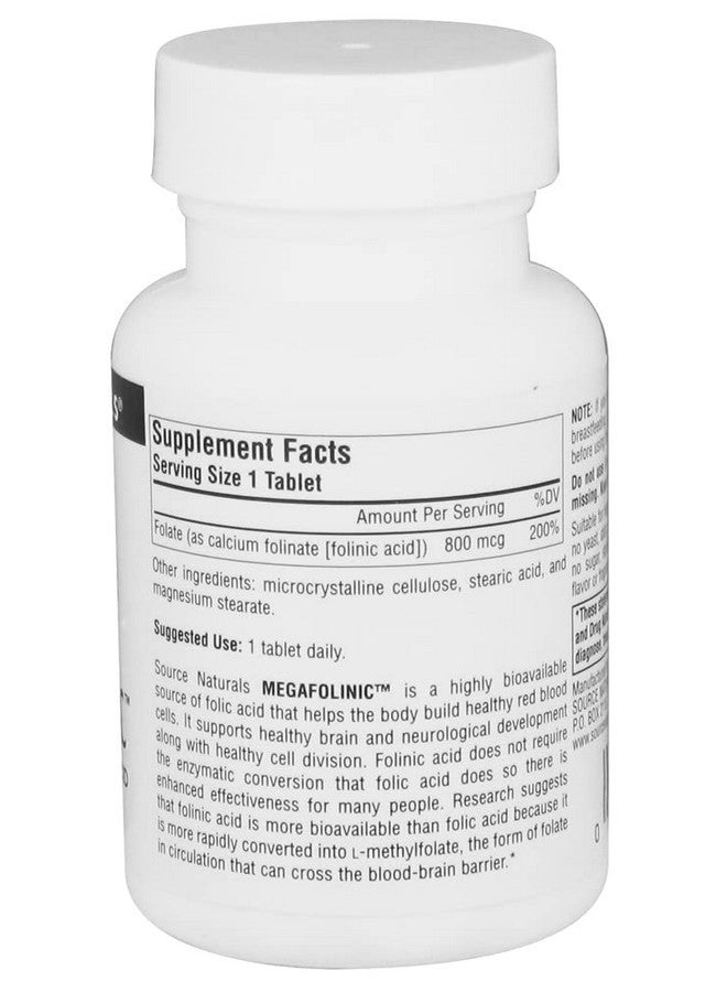 Source Naturals ميغافولينك 800 ميكروغرام حمض الفوليك النشط لصحة الدماغ والخلايا 120 قرص - Image 3