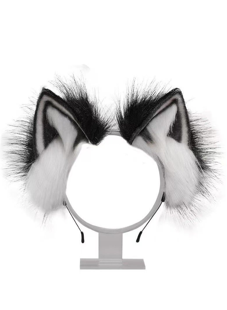 إسكدنيا Cat Ear Headband Plush Costume Favors Accessories Handmade Faux Washable for Daily Wearing and Party Black Pink Thanksgiving Cosplay lolita - Image 1