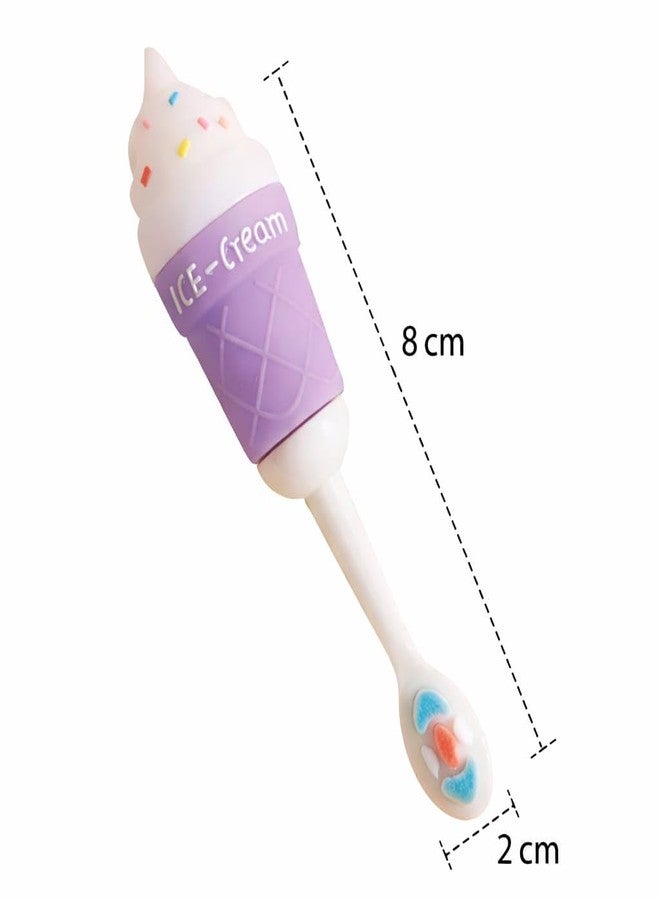 SMILE BABY 3D Cartoon Handle Soft Bristles Toothbrush for Children's with Travel Case 2 To 7 Years (ICE CREAM PURPLE) - Image 3