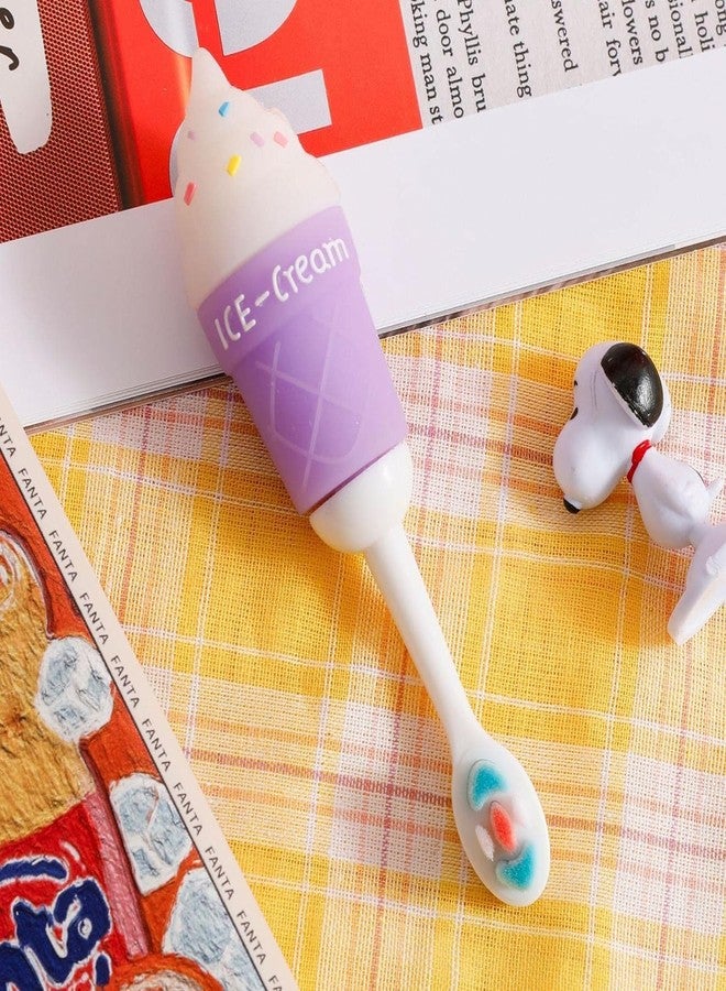SMILE BABY 3D Cartoon Handle Soft Bristles Toothbrush for Children's with Travel Case 2 To 7 Years (ICE CREAM PURPLE) - Image 1