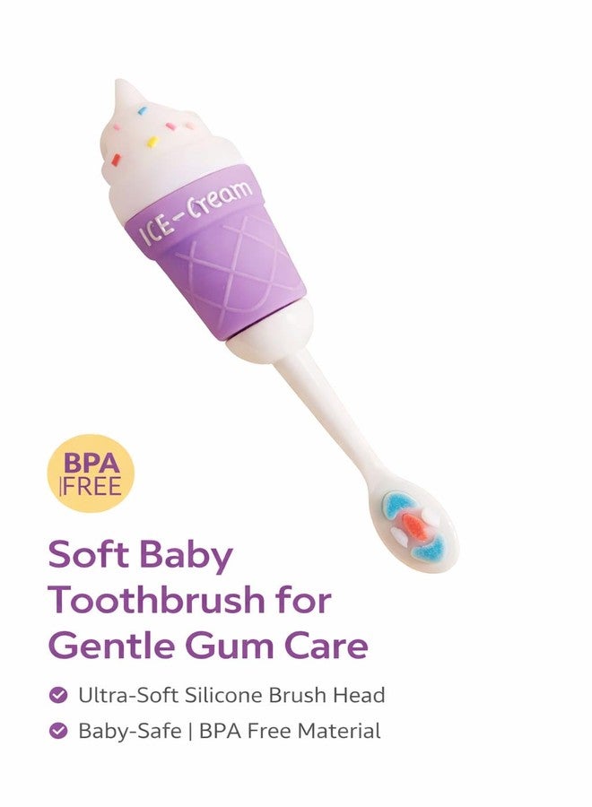 SMILE BABY 3D Cartoon Handle Soft Bristles Toothbrush for Children's with Travel Case 2 To 7 Years (ICE CREAM PURPLE) - Image 4