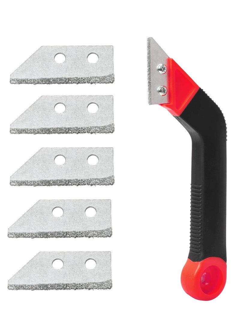 SYOSI Effortless Grout Removal Tool with 5 Extra Blades - Angled Scraping Rake for Easy Tile Cleaning and Tiling Projects - Image 1