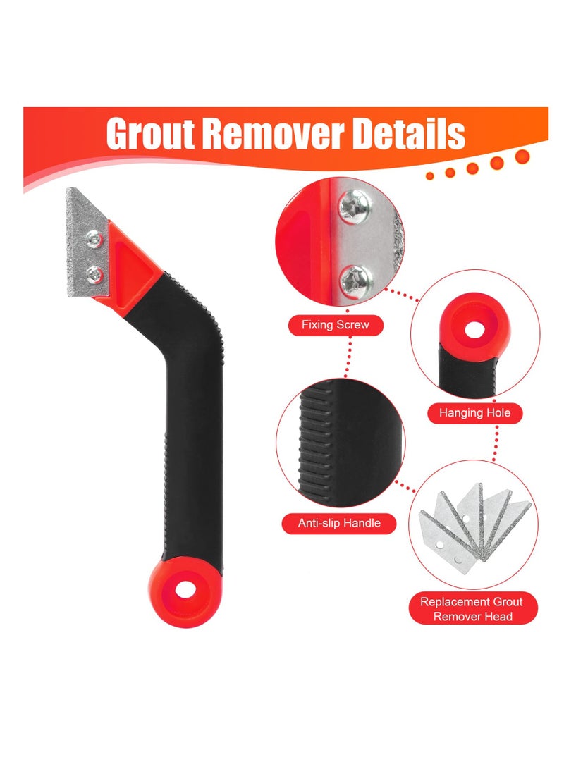 SYOSI Effortless Grout Removal Tool with 5 Extra Blades - Angled Scraping Rake for Easy Tile Cleaning and Tiling Projects - Image 3
