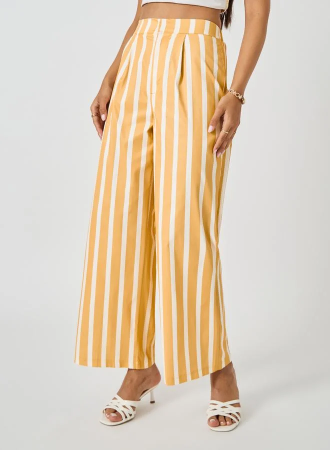Styli Styli Striped One Shoulder Neck Top and Wide Leg Pants Co-Ords