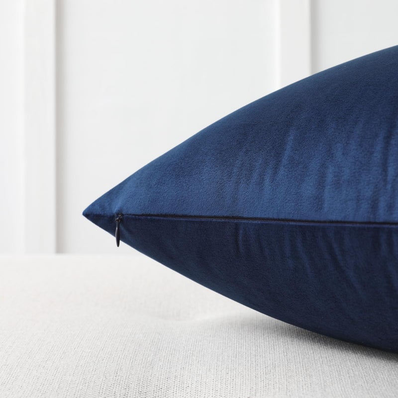 Mixhug Set of 2 Cozy Velvet Square Decorative Throw Pillow Covers for Couch and Bed, Navy Blue, 18 x 18 Inches - Image 2