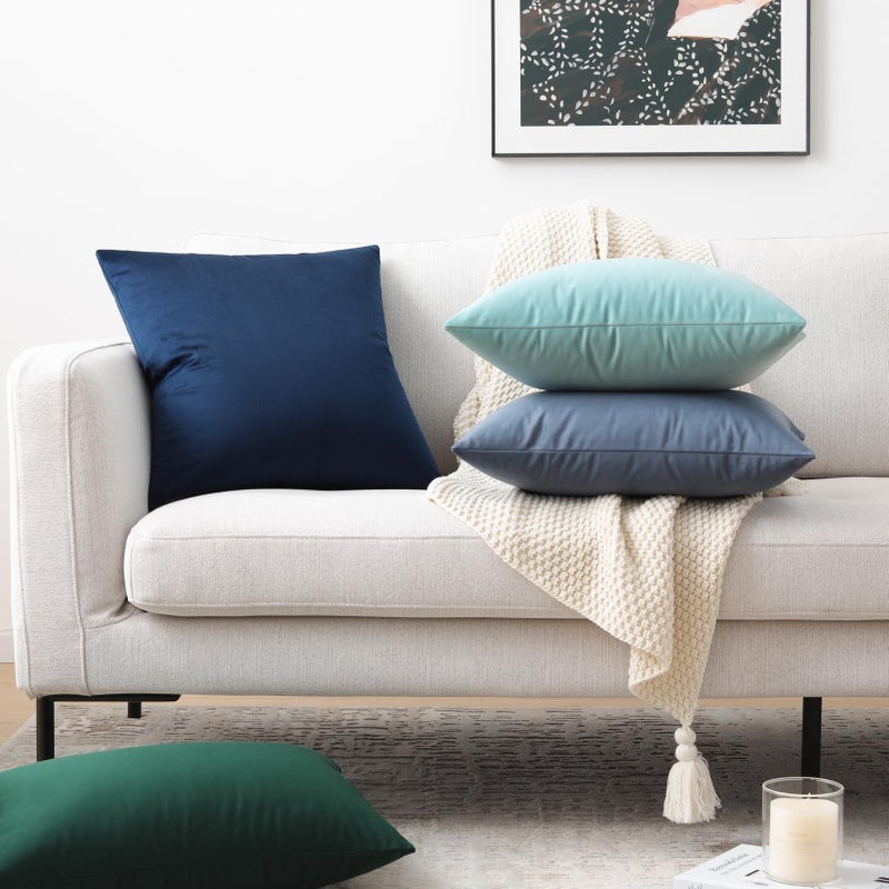 Mixhug Set of 2 Cozy Velvet Square Decorative Throw Pillow Covers for Couch and Bed, Navy Blue, 18 x 18 Inches - Image 5