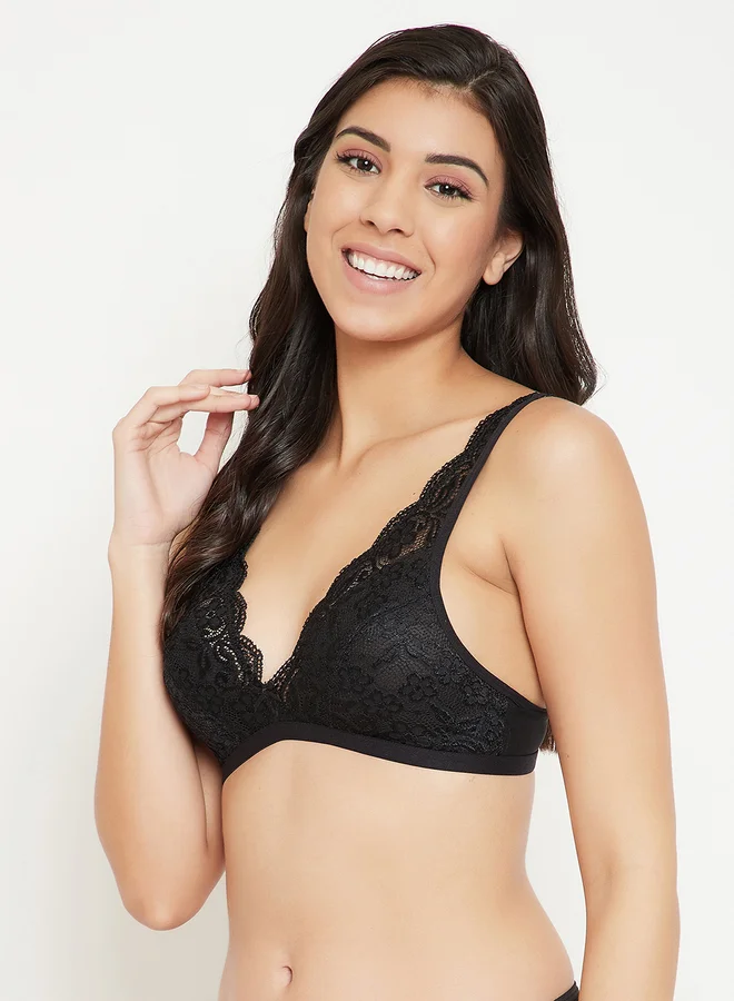 كلوفيا Non-Padded Non-Wired Demi Cup Plunge Bra