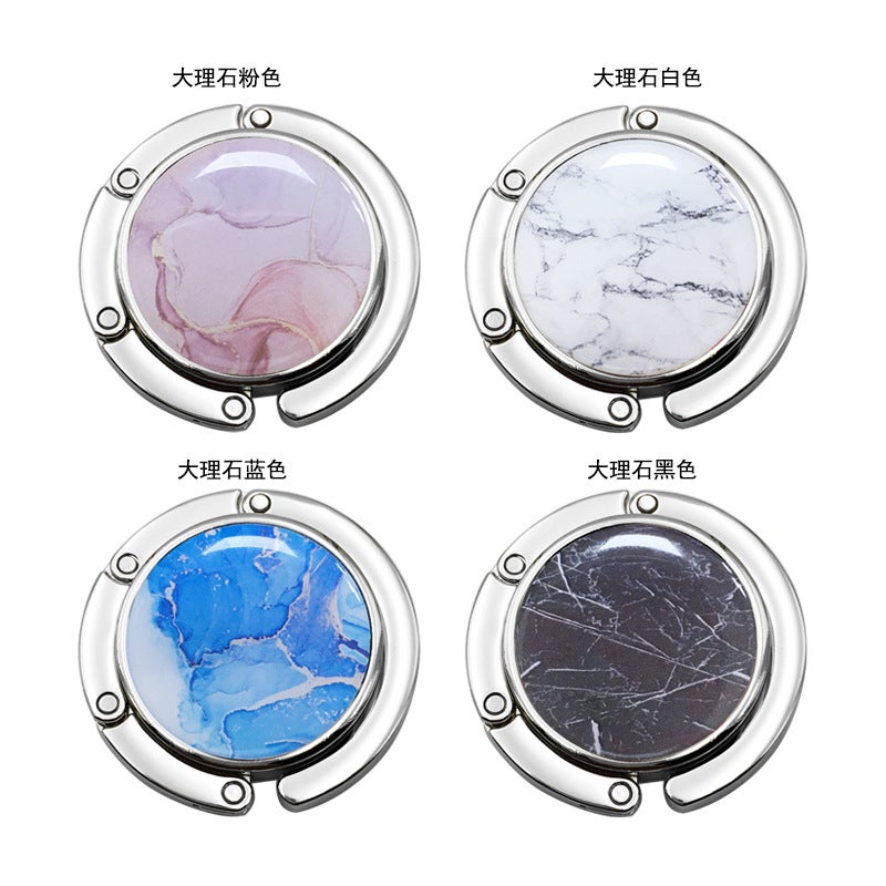 Round Foldableing Portable Bag Hook Tableside Ladies Desk Bag Hook Pure Color Pu Leather Bag Hook - Image 3