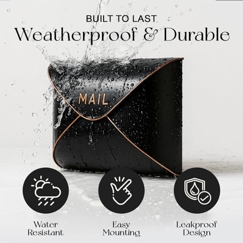 NACH Black Mailbox Wall Mount, 12.5 x 5 x 10 inch Wall Mount Mailboxes for Outside, Waterproof Mailboxes for Outside - Envelope Mailbox - Image 5