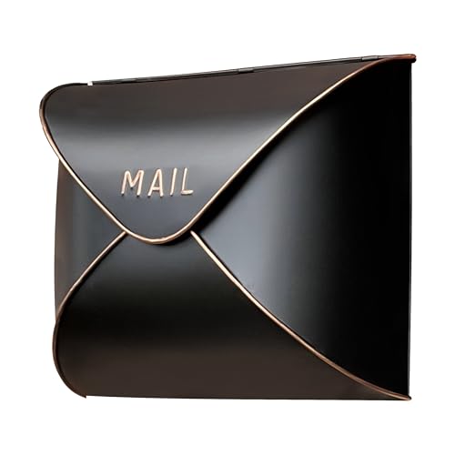 NACH Black Mailbox Wall Mount, 12.5 x 5 x 10 inch Wall Mount Mailboxes for Outside, Waterproof Mailboxes for Outside - Envelope Mailbox - Image 1