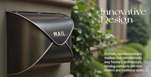 NACH Black Mailbox Wall Mount, 12.5 x 5 x 10 inch Wall Mount Mailboxes for Outside, Waterproof Mailboxes for Outside - Envelope Mailbox - Image 2