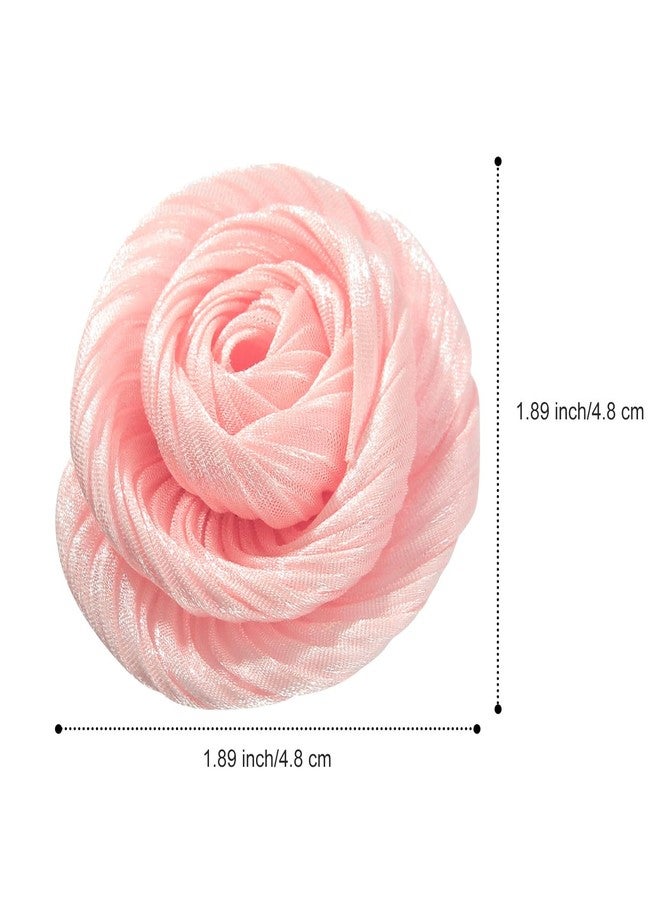 Merdia 1.89 Inches Rose Flower Hair Clips Brooches & Pins for Women Fashion | Elegant Design Lapel Pins Fabric Flower Brooches for Women | Styling Floral Brooch Pin for Dance Parties & Weddings - Light Pink - Image 2