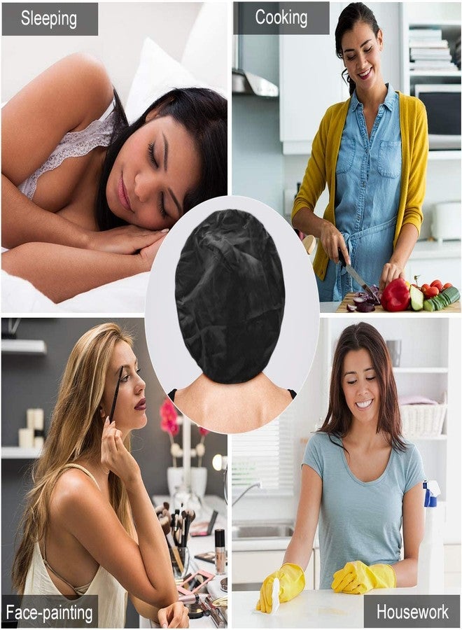 Libea Stain Bonnet Silk Sleep Cap Adjustable Satin Cap for Night Sleeping Hair Bonnet Reversible Double Layer Black - Image 3
